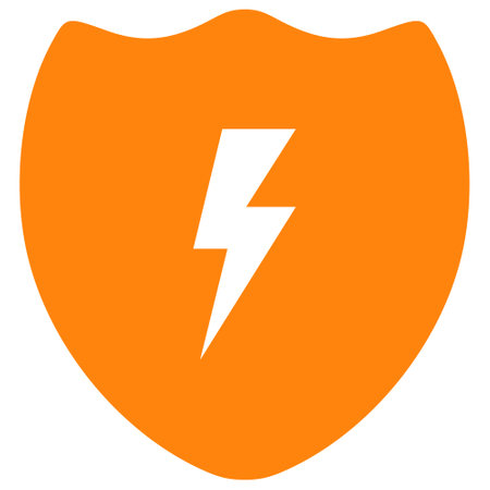 Electric shield raster illustration. Flat illustration iconic design of electric shield, isolated on a white background.の写真素材