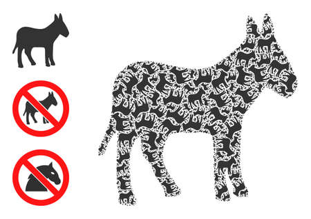 Itself fractal composition donkey. Vector donkey composition is made of randomized fractal donkey parts. Flat illustration.のイラスト素材