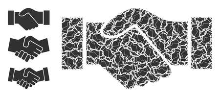 Itself recursive composition deal handshake. Vector deal handshake composition is done with random itself deal handshake pictograms. Abstract design.のイラスト素材