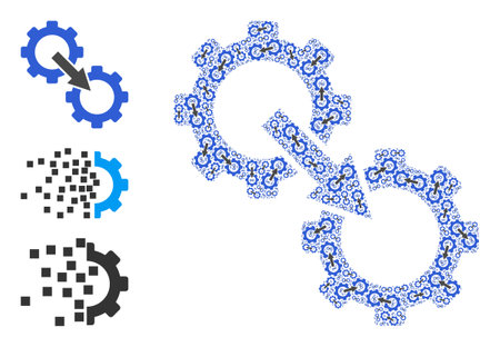 Itself fractal collage gears integration. Vector gears integration collage is composed with scattered itself gears integration pictograms. Abstract design.のイラスト素材
