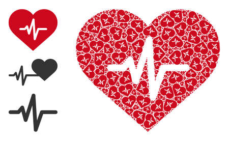 Itself recursive mosaic heart pulse. Vector heart pulse mosaic is constructed of random recursive heart pulse items. Flat illustration.のイラスト素材