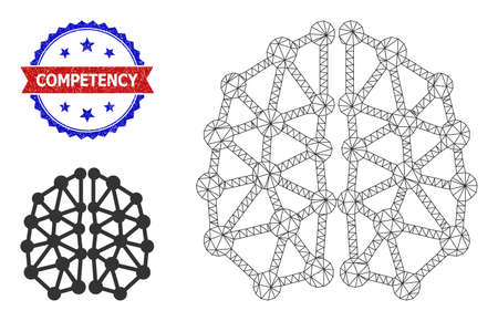 Network AI structure carcass illustration, and bicolor unclean Competency watermark. Polygonal carcass image based on AI structure pictogram.のイラスト素材