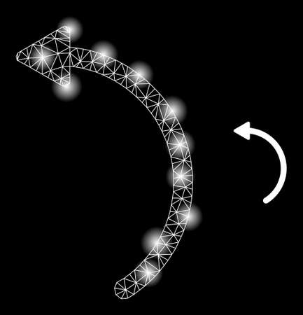 Glowing network rotate left web icon with magic light spots. Illuminated constellation done from rotate left vector icon. Illuminated carcass web polygonal rotate left, on a black background.のイラスト素材
