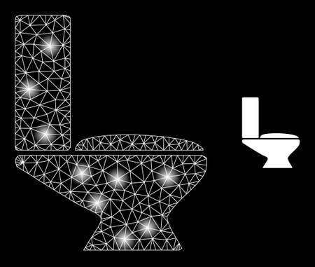 Constellation network toilet web icon with magic spots. Illuminated constellation is done using toilet vector icon. Constellation carcass web polygonal toilet, on a black background.のイラスト素材