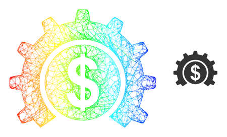 Crossing mesh bank industry frame icon with rainbow gradient. Colorful frame mesh bank industry icon. Flat structure created from bank industry icon and crossed lines.のイラスト素材