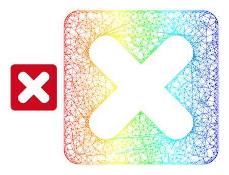 Crossing mesh close button carcass icon with spectrum gradient. Vibrant frame net close button icon. Flat frame created from close button icon and crossing lines.のイラスト素材