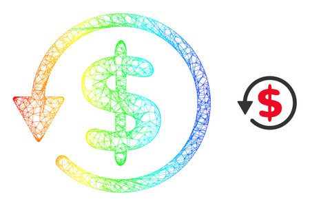 Net dollar refund framework icon with rainbow gradient. Colored frame network dollar refund icon. Flat framework created from dollar refund icon and crossed lines.のイラスト素材