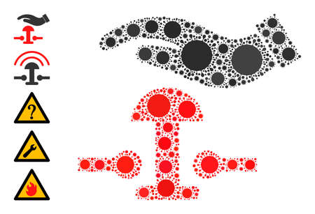 Press alarm button mosaic icon. Vector collage is constructed from randomized Covid-2019 icons. Covid mosaic press alarm button icon and similar icons.のイラスト素材