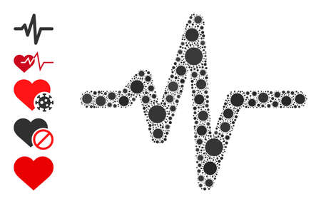 Pulse mosaic icon. Vector mosaic organized of random virus icons. Virus mosaic pulse icon and similar icons. Pulse mosaic for epidemic images.のイラスト素材