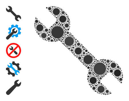 Spanner mosaic icon. Vector collage organized of scattered contagious icons. Virulent mosaic spanner icon and similar icons. Spanner mosaic for epidemic templates.のイラスト素材