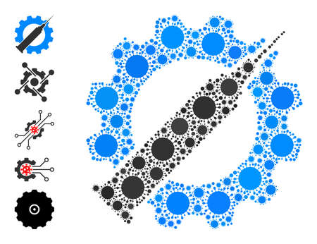 Vaccine industry mosaic icon. Vector collage is designed of random virus icons. Infection collage vaccine industry icon and additional icons. Vaccine industry mosaic for breakout templates.のイラスト素材