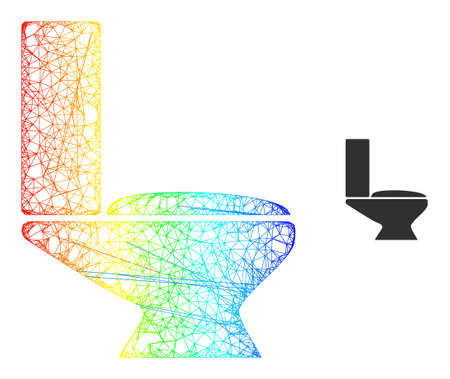 Mesh net toilet framework icon with spectrum gradient. Vibrant carcass network toilet icon. Flat carcass created from toilet icon and crossing lines.のイラスト素材