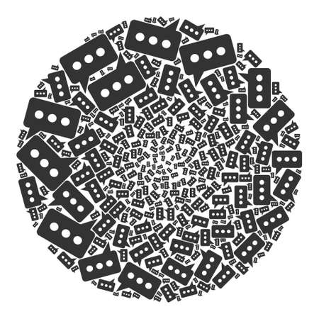 Opinion cloud icons are organized into round group. Opinion cloud icon spheric mosaic. Abstract round cluster mosaic designed with opinion cloud icons.のイラスト素材