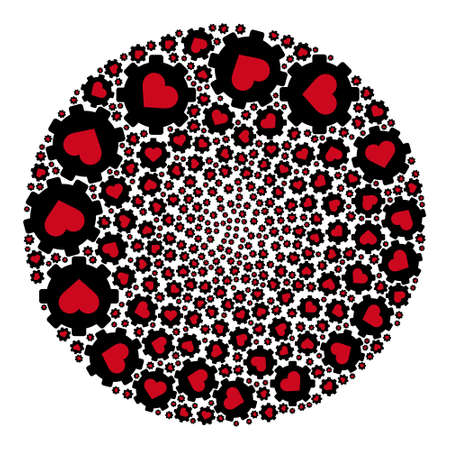 Love mechanics icons are combined into bubble group. Love mechanics icon round collage. Abstract sphere bubble mosaic is combined from love mechanics icons.のイラスト素材