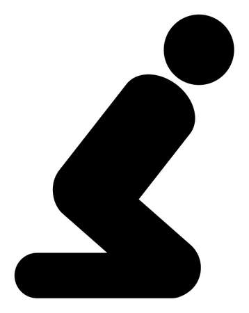 Praying man raster illustration. Flat illustration iconic design of praying man, isolated on a white background.の写真素材