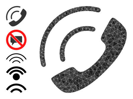 Vector triangulated phone sound icon illustration is designed of randomized filled triangle parts. Triangulated phone sound polygonal 2d vector illustration.のイラスト素材