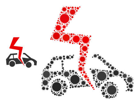 Car accident mosaic icon. Vector mosaic formed with random viral items. Contagious mosaic car accident icon. Car accident mosaic for medical images.のイラスト素材