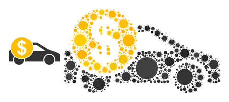 Car cost mosaic icon. Vector mosaic is organized of random covid elements. Infection mosaic car cost icon. Car cost mosaic for medical images.のイラスト素材