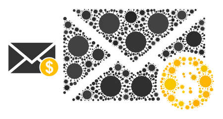 Bank letter mosaic icon. Vector mosaic is made with random bacterium items. Covid-2019 mosaic bank letter icon. Bank letter mosaic for isolation templates.のイラスト素材