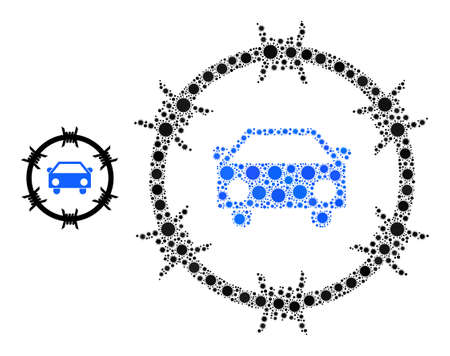 Car arrest mosaic icon. Vector mosaic made with random infection items. Bacilla mosaic car arrest icon. Car arrest mosaic for epidemic images.のイラスト素材