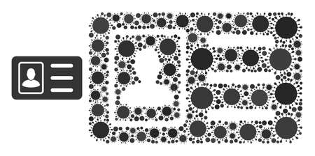 Photo ID mosaic icon. Vector mosaic is made with random viral items. Virulent mosaic photo ID icon. Photo ID mosaic for isolation templates.のイラスト素材