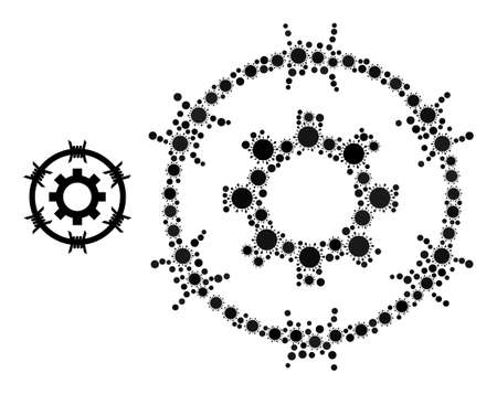 Industrial jail mosaic icon. Vector mosaic is designed with random covid parts. Coronavirus mosaic industrial jail icon. Industrial jail mosaic for isolation images.のイラスト素材