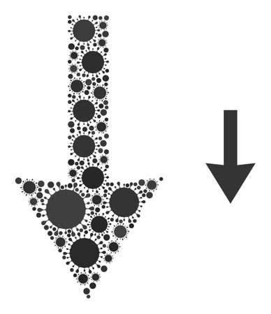 Down arrow mosaic icon. Vector mosaic done of scattered bacilla elements. Virus mosaic down arrow icon. Down arrow mosaic for epidemic images.のイラスト素材
