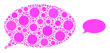 Talk message mosaic icon. Vector mosaic is designed with randomized coronavirus items. Covid mosaic talk message icon. Talk message mosaic for pandemic images.のイラスト素材