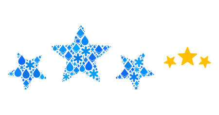 Vector winter blue water mosaic 3 stars rate icon. 3 stars rate collage is formed with mineral...