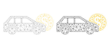 Polygonal mesh car leasing icons. Flat mesh versions are created from car leasing symbol and triangulated lines. Abstract lines, triangles and points organized into car leasing mesh.のイラスト素材