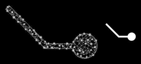 Net circuit link framework illustration with lightspots. Illuminated vector constellation is created from circuit link icon. Vector frame mesh circuit link icon.のイラスト素材