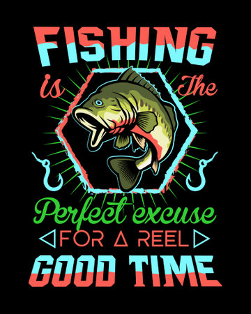 Fish and fishing club emblem. Vector illustration for t-shirt.のイラスト素材