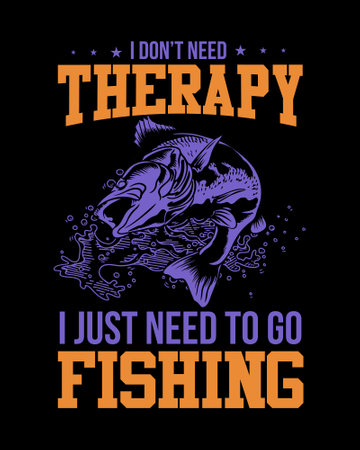T-shirt or poster design with typography and illustration of a fish.のイラスト素材
