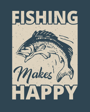 Fishing emblem. Vector illustration of a fisherman with a fish.のイラスト素材