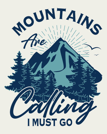 Vintage label with mountain landscape and lettering composition, vector illustrationのイラスト素材