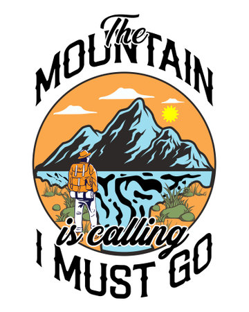 Mountain adventure vintage badge, label, t-shirt print, vector illustrationのイラスト素材