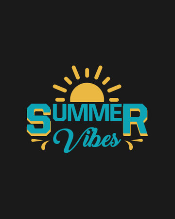 Summer vibes. Hand lettering typography poster. Vector illustration.