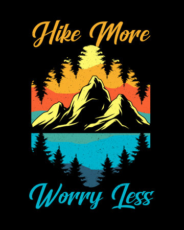 Hike to the mountains. Inspirational quote. Typography poster. Vector illustrationのイラスト素材