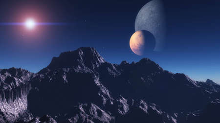 Exoplanet Exploration - Fantasy and Surreal Landscapeの写真素材