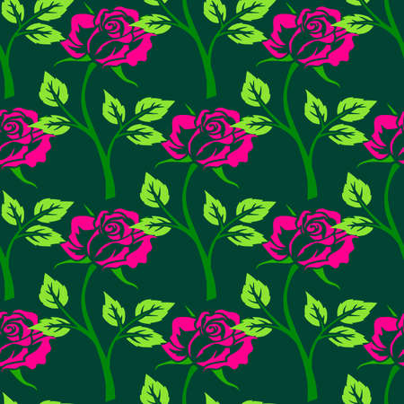 Vector pattern with flowers and plants.Seamless pattern.のイラスト素材