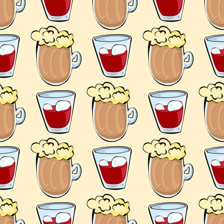 Seamless pattern with wine and beerのイラスト素材