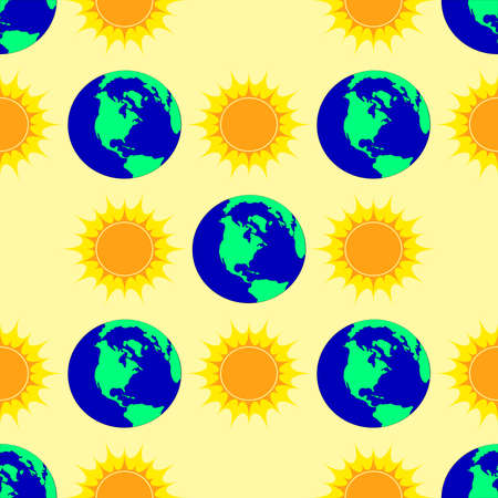 Seamless pattern with sun and earthのイラスト素材