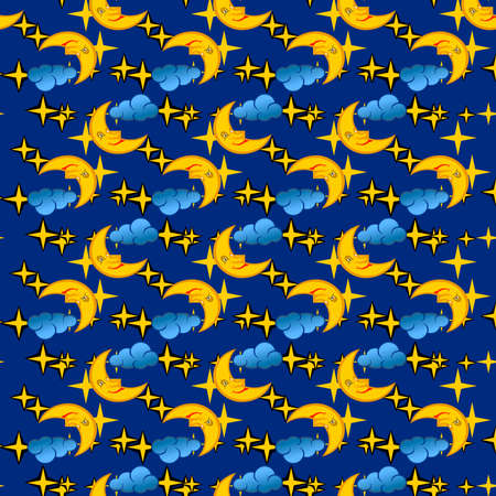 Seamless pattern with moon and starsのイラスト素材