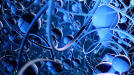 Abstract CGI motion graphics and blue backgroundの写真素材