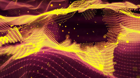 Abstract background. yellow energy glowing waves. Loopableの写真素材