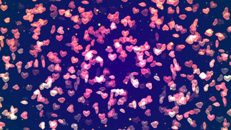 Background, flying hearts and particles