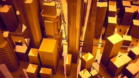 scene of the golden skyscrapers.