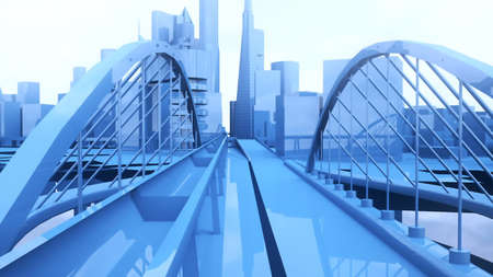 scene of the urban blue city buildingsの写真素材