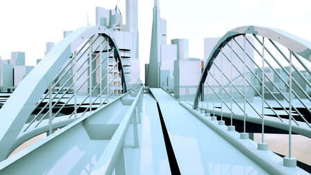 scene of the urban blue city buildingsの写真素材