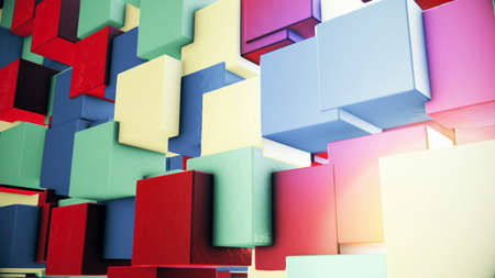 CGI graphics with multicolored figuresの写真素材